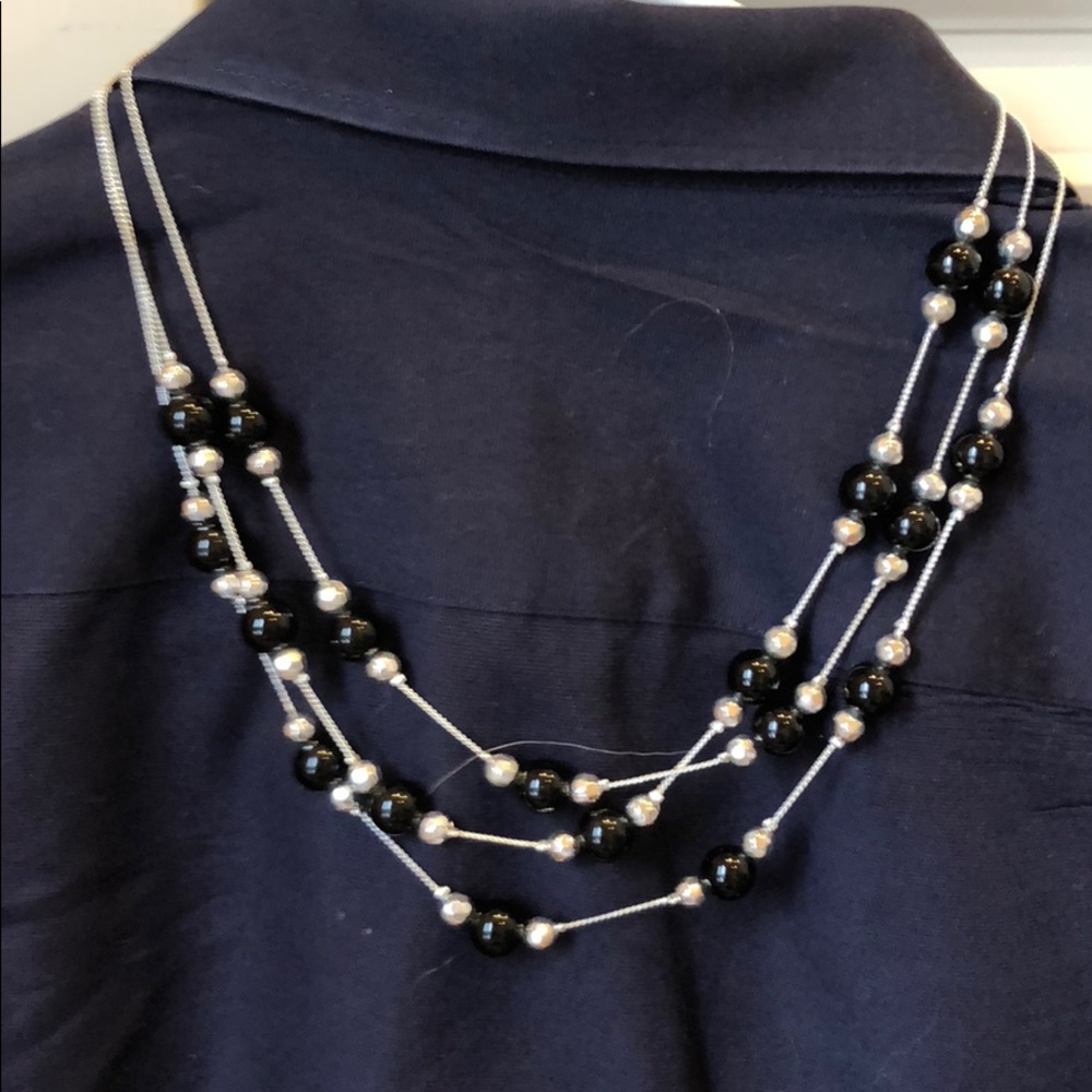 16 inch black and silver necklace